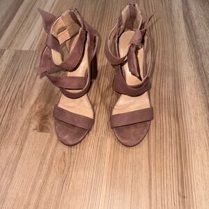 Lauren Conrad Soft Pink Velvet Sandal Heels